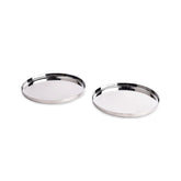 Designer Silver Stainless Steel Dry Fruit Tray Set Of 2 - Polka Series | Designer Steel Rajbhog Snack Side Plate - Multipurpose Small Thali Serving Platter | Serve Ware & Tableware